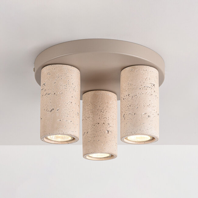 Deckenleuchte Cova mit drei Spots in Travertin-Optik - Sandbeige