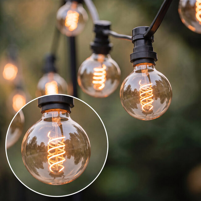 Illu-Lichterketten-Set mit 5W Spirallampe XL, 1800K Amberglas Ø95 mm, dimmbar