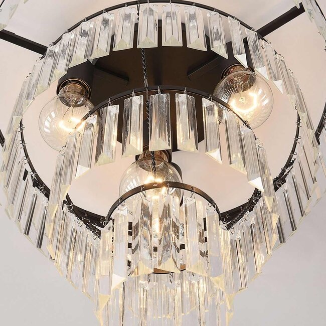Deckenlampe Cristel 4-flammig mit Kristallen aus klarem Glas