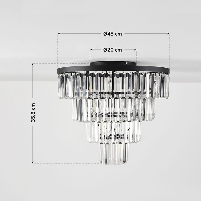 Deckenlampe Cristel 4-flammig mit Kristallen aus klarem Glas