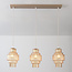 Hängeleuchte Odinda mit 3 gerippten amber Gläsern - Beige