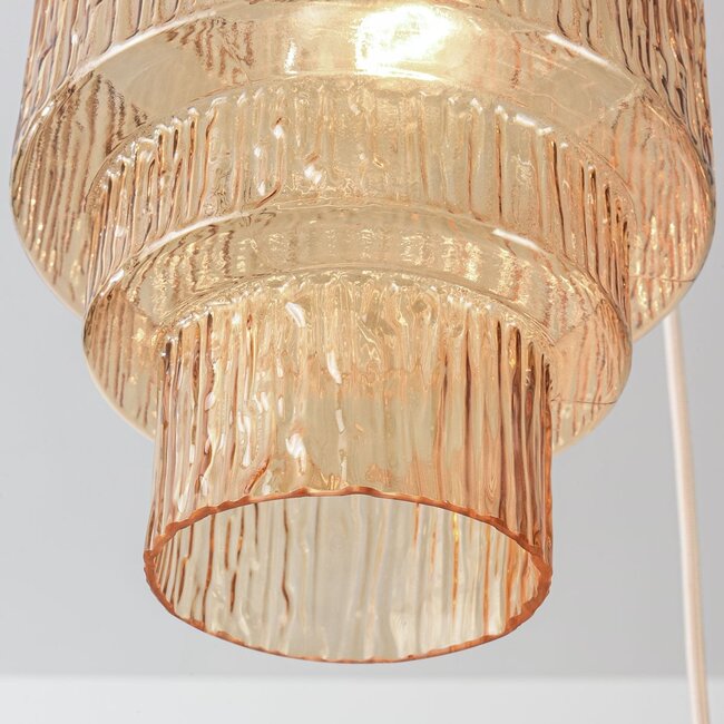 Pendelleuchte Orina mit 3 gerippten Ambergläsern - Beige