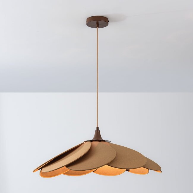 Pendelleuchte Flario mit Leinenschirm - Braun