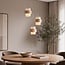 Pendelleuchte Sani mit 3 Schirmen aus Travertin und Milchglas - Beige