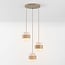 Pendelleuchte Sani mit 3 Schirmen aus Travertin und Milchglas - Beige