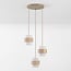 Pendelleuchte Sani mit 3 Schirmen aus Travertin und Milchglas - Beige