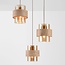Pendelleuchte Sani mit 3 Schirmen aus Travertin und amber Glas - Beige