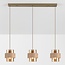 Pendelleuchte Flari mit 3 Schirmen aus Travertin und amber Glas - Beige