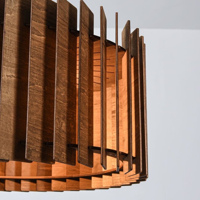 Hängeleuchte Vyra mit Holzschirm - Walnuss