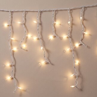 Eiszapfenbeleuchtung erweiterbar | ab 3 Meter | 114 LEDs | Warmweiß | weißes Kabel | Gummi