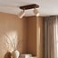 Deckenlampe Raxon mit 2 drehbaren Spots aus Travertin und Holzoptik