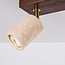Deckenlampe Raxon mit 2 drehbaren Spots aus Travertin und Holzoptik