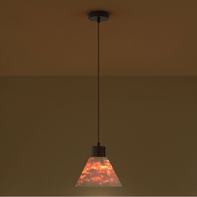 Hängelampe Petra aus Travertin und Holz - Braun