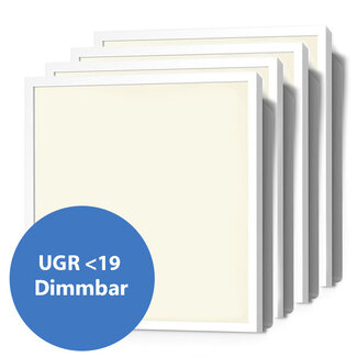 Set mit 4 dimmbaren LED-Panels, 60x60cm, UGR<19, 30W, 3000K, 114lm/W