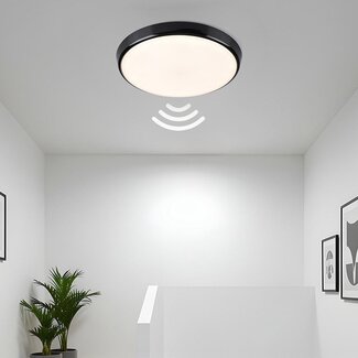 Deckenleuchte schwarz Ø35,2 cm mit Sensor und einstellbarer Farbtemperatur