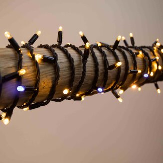Guirlande de Noël raccordable | blanc chaud, scintillement bleu | dès 10 m, 100 LED | caoutchouc