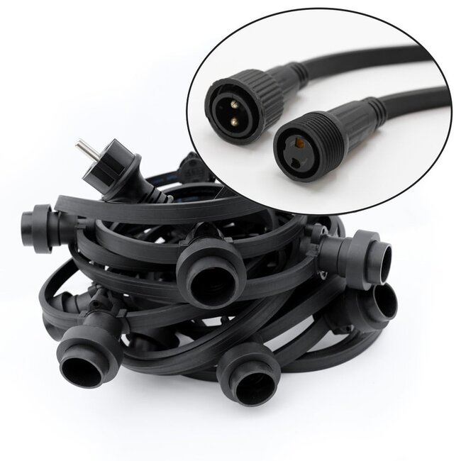 Guirlande guinguette de 10 mètres avec fiche et raccords montés 10, 15, 20 ou 30