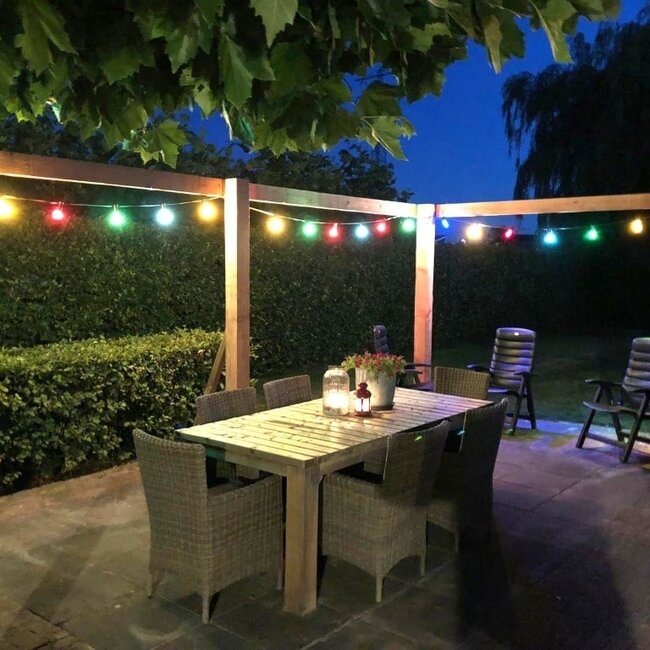 Guirlande guinguette de 20 mètres avec fiche et raccords montés 20, 30, 40 ou 60