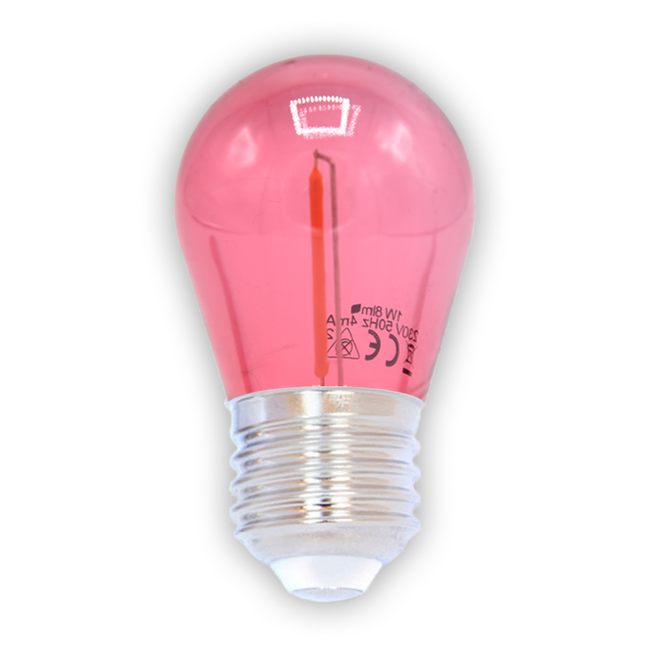 Ampoule LED guinguette, rouge,  à filament, 1 watt