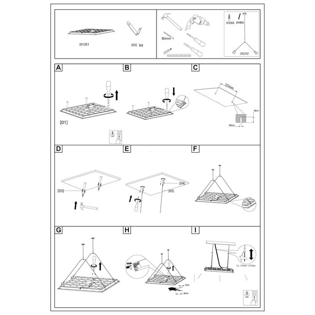 Kit de suspension pour cadre de panneau LED