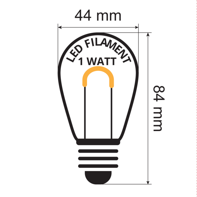 Ampoule à filament blanc chaud, forme U - 0.6W