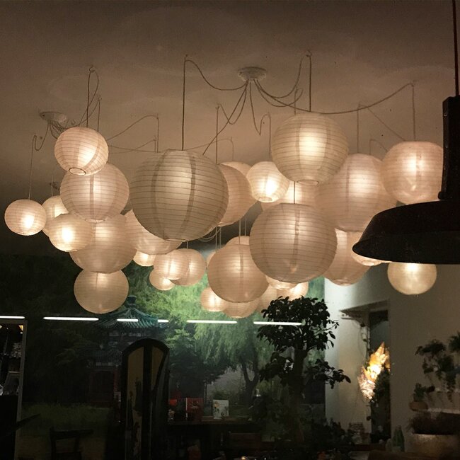 Lampion en nylon blanc pour l'extérieur