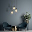 Suspension à cordon moderne noir mat incl. ampoule spirale horizontale 5W, verre ambré, 1800K, Ø95 mm
