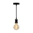 Suspension à cordon moderne noir mat incl. ampoule spirale horizontale 5W, verre ambré, 1800K, Ø95 mm