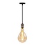 Suspension à cordon industrielle or rose incl. ampoule XXL 8,5W à 10W, verre ambré, 2000 K, Ø160 mm