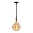 Suspension moderne en cordon argenté avec lampe XXXL 8,5W à 10W, verre ambré, 2000K, Ø200