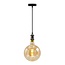 Suspension à cordon moderne noir brillant incl. ampoule XXXL 8,5W à 10W, verre ambré, 2000 K, Ø200 mm