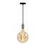 Suspension industriel effet argent et noir mat avec ampoule XXXL 8.5W à 10W, verre ambré, 2000K, Ø200