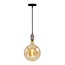 Suspension à cordon industrielle argentée incl. ampoule XXXL 8,5W à 10W, verre ambré, 2000 K, Ø200 mm