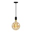 Suspension à cordon industrielle noir mat incl. ampoule filament à double étage 10W, verre ambré, 2000K, Ø200 mm