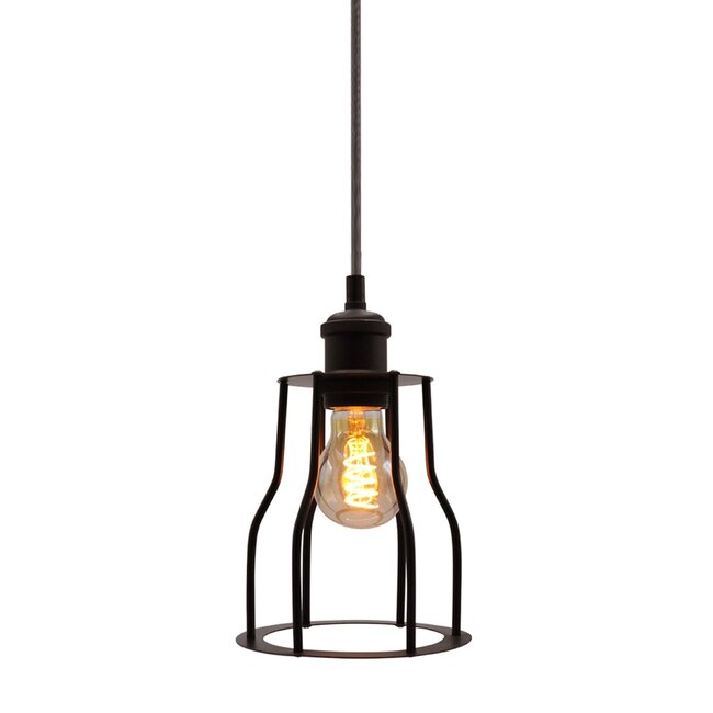 Lampe suspendue Diego incl. lampe spirale 5W, verre ambré, 1800K, Ø60