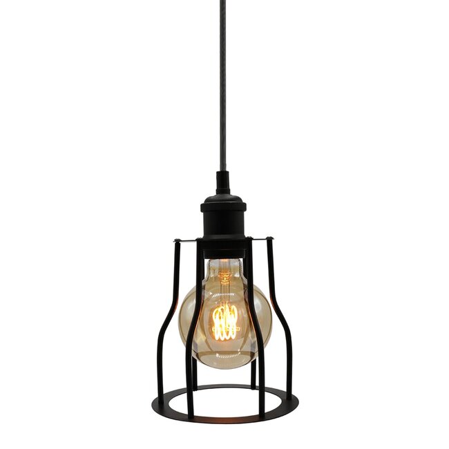 Lampe suspendue Diego avec lampe spirale 5W, verre ambré, 1800K, Ø95