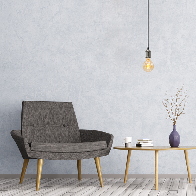 Suspension à cordon moderne argentée incl. ampoule XL 5W, verre ambré, 1800 K, Ø95 mm