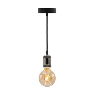 Lampe suspendue moderne noire brillante avec lampe XL 5W, verre ambré, 1800K, Ø95