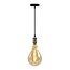 Lampe suspendue en argent avec lampe XXL de 8,5 à 10 W, verre ambré, 2000K, Ø160