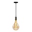 Suspension à cordon moderne noir brillant incl. ampoule XXL 8,5W à 10W, verre ambré, 2000 K, Ø160 mm