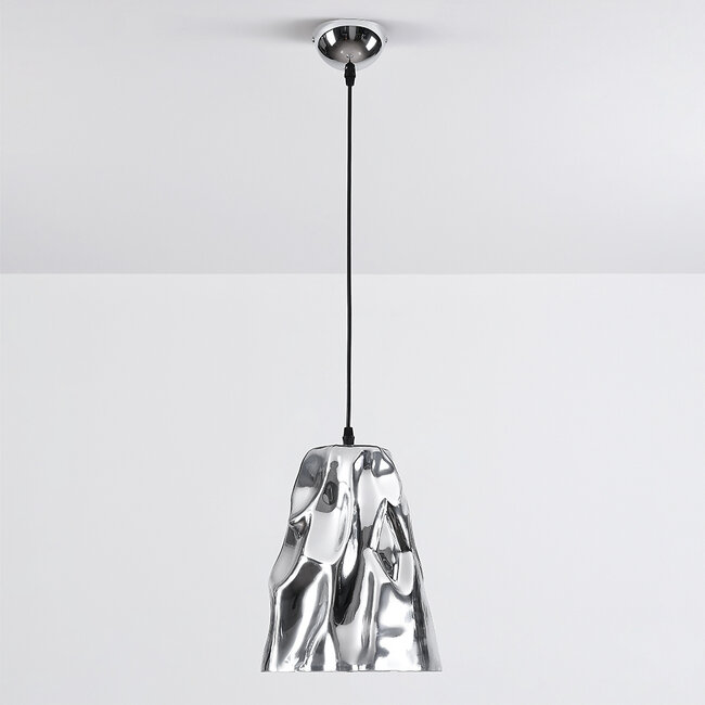 Suspension design Napoli en verre chromé ondulé