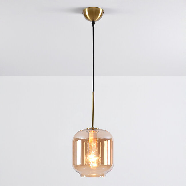 Suspension design Venice - verre ambré et or