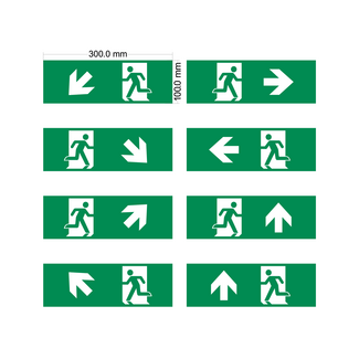 Jeu de pictogrammes pour luminaires montés sur une surface.