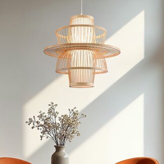 Lampe suspendue rurale en couches de bambou - Kyoto