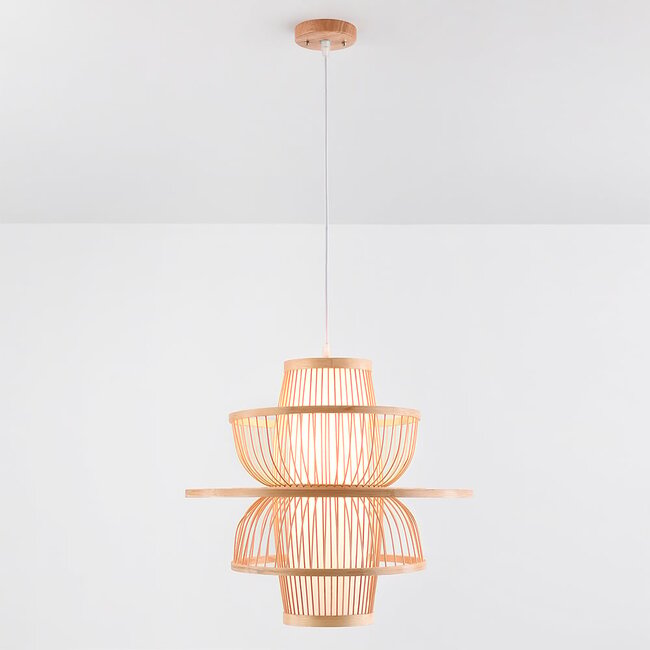 Lampe suspendue rurale en couches de bambou - Kyoto