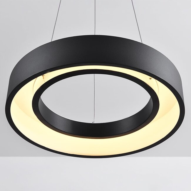 Lampe suspendue moderne en métal noir - Roundy (lampe intégrée)