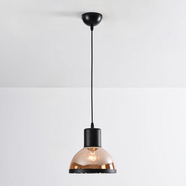 Lampe suspendue classique avec verre noir et ambré - Paris