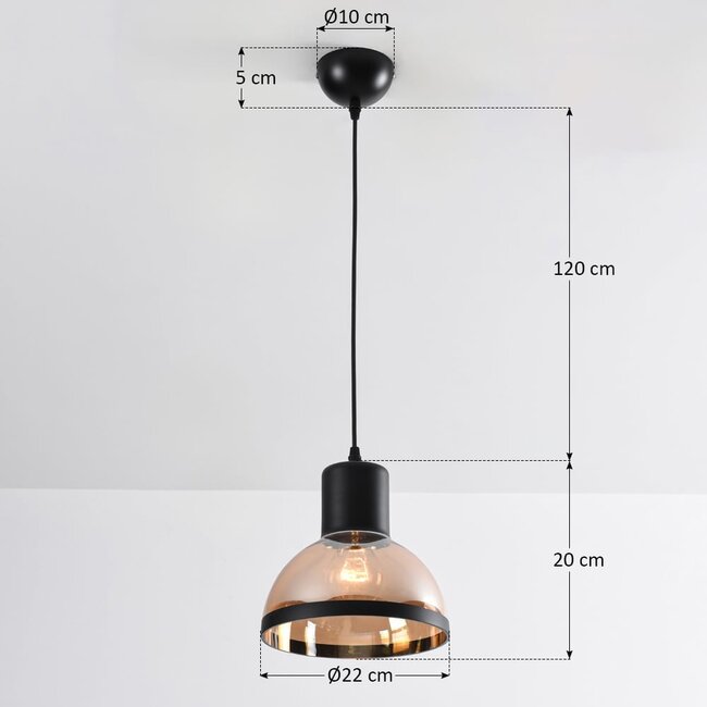 Lampe suspendue classique avec verre noir et ambré - Paris