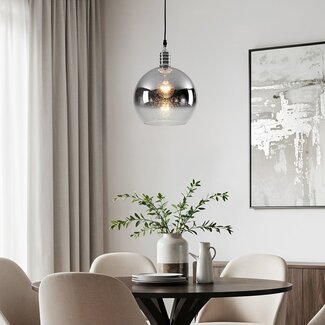 Suspension design London - verre fumé effet miroir