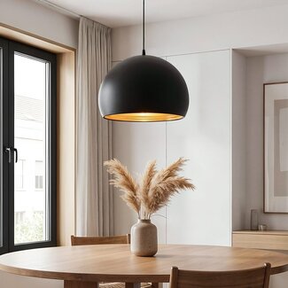 Suspension ronde moderne Goldy noire et dorée
